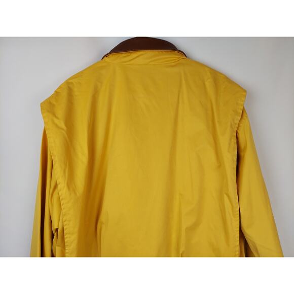Mckenzie Tribe Men's Yellow Trench Coat With Brown Leather Collar Trim Sz XL - Picture 7 of 13